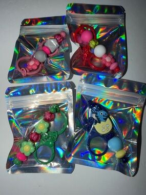 Cute Beaded Silicone keychain,charms- Pink, Red, Green, Blue